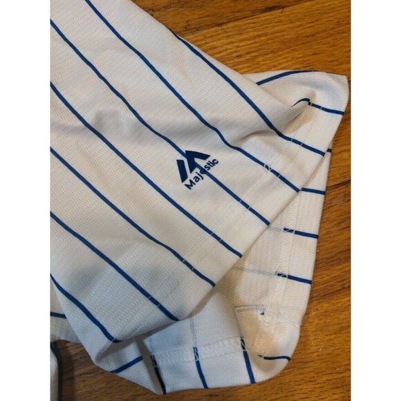 Majestic Chicago Cubs CoolBase Pinstripe Jersey XL w/2016 Postseason Patch Rare - Picture 8 of 13